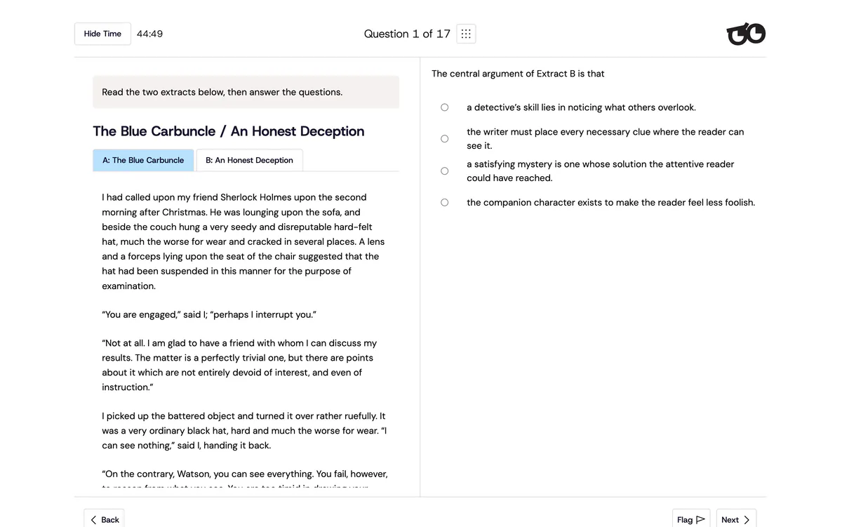 sample test question from Sharp Minds Club showing similar format to the NSW OC test